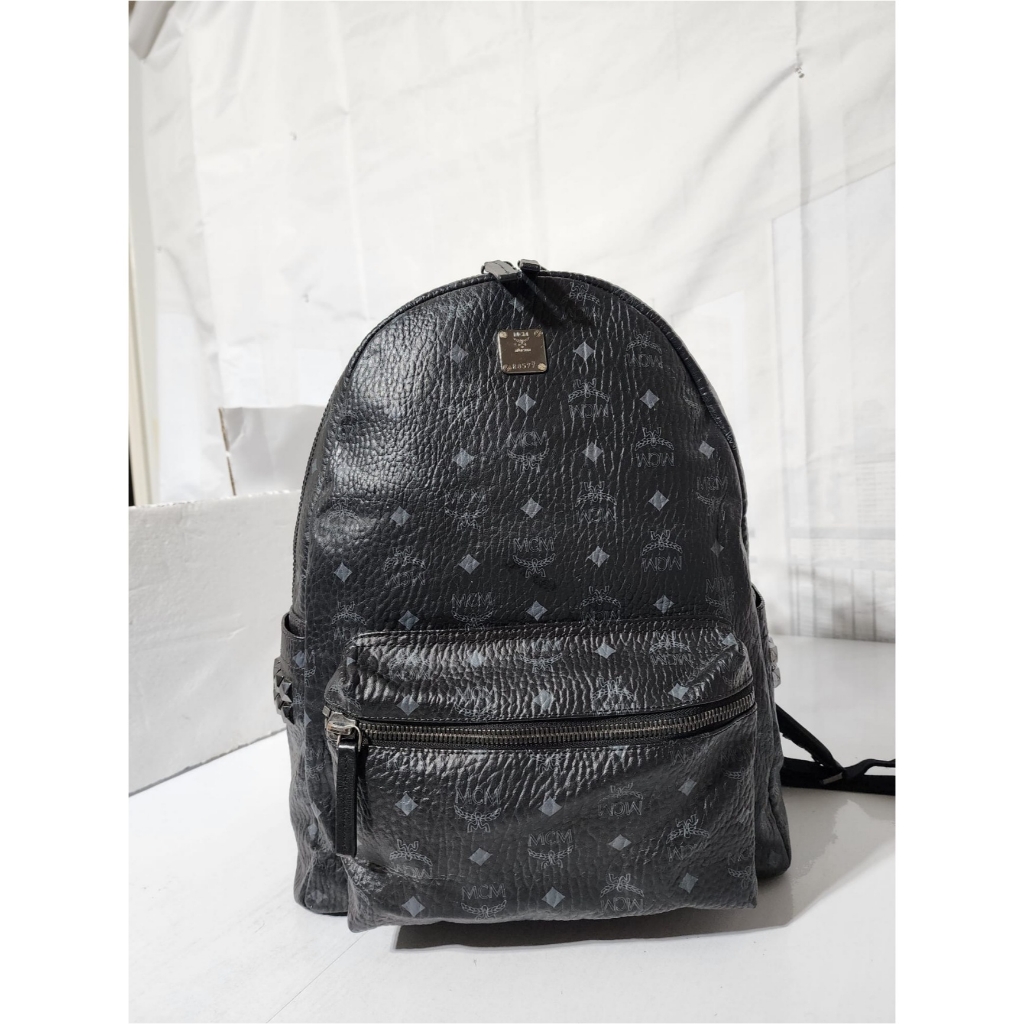 Mcm Visetos Stark Leather Backpack Black